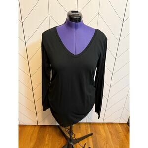 Isabell Maternity Womens XL Black Long Sleeve Scoop Neck Shirt Basic Casual New